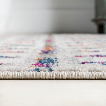 Moroccan Hype Boho Vintage Diamond Area Rug Cream/Multi